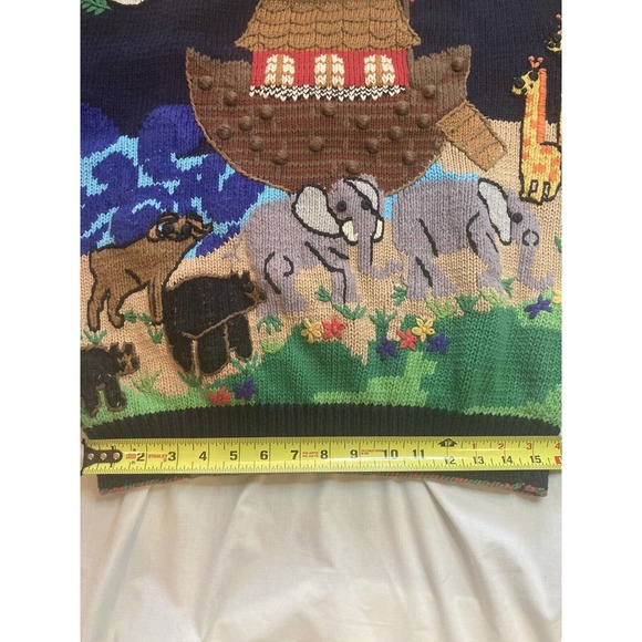 Vintage Early 90s IsKnitCute! Hand Knit Noah’s Ark Sweater. Size 2 = Large - Picture 12 of 12